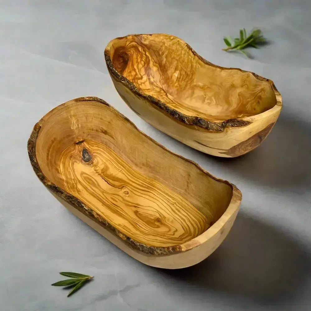 2er Set Olivenholz Obstschalen oval