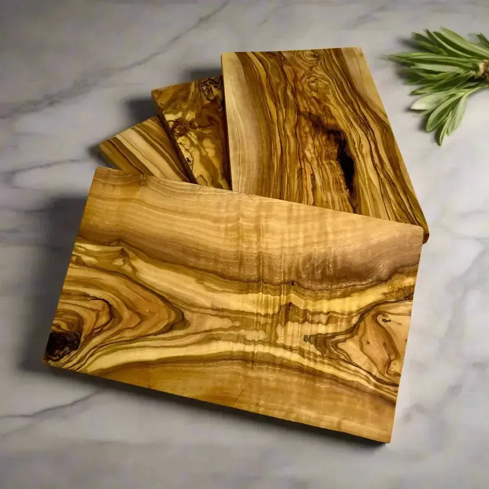 4er Set Olivenholz Frühstücksbrettchen rechteckig 25 cm