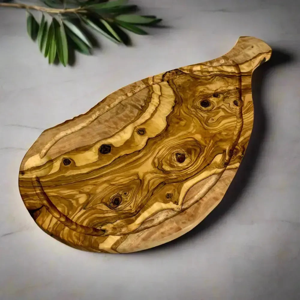 Olivenholz Schneidebrett mit Saftrille & Griff