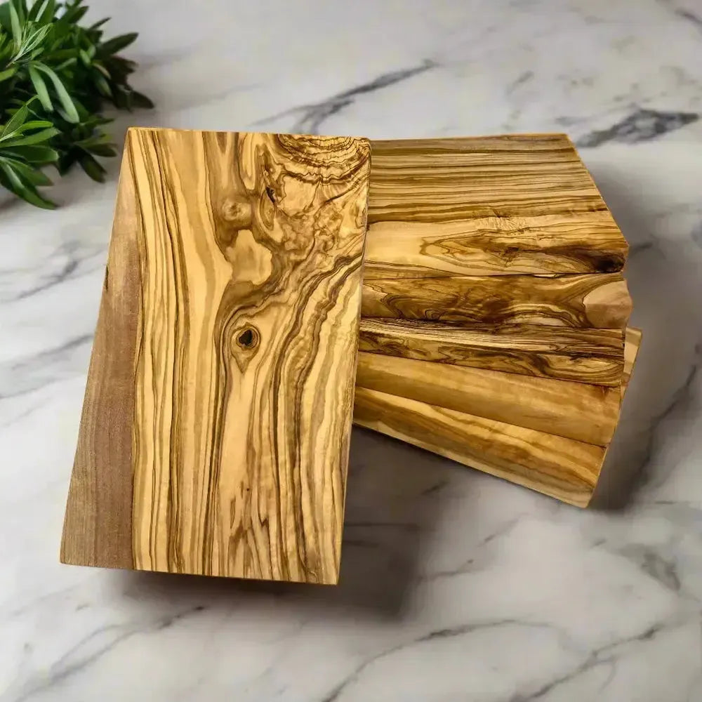 6er Set Olivenholz Frühstücksbrettchen rechteckig 25 cm