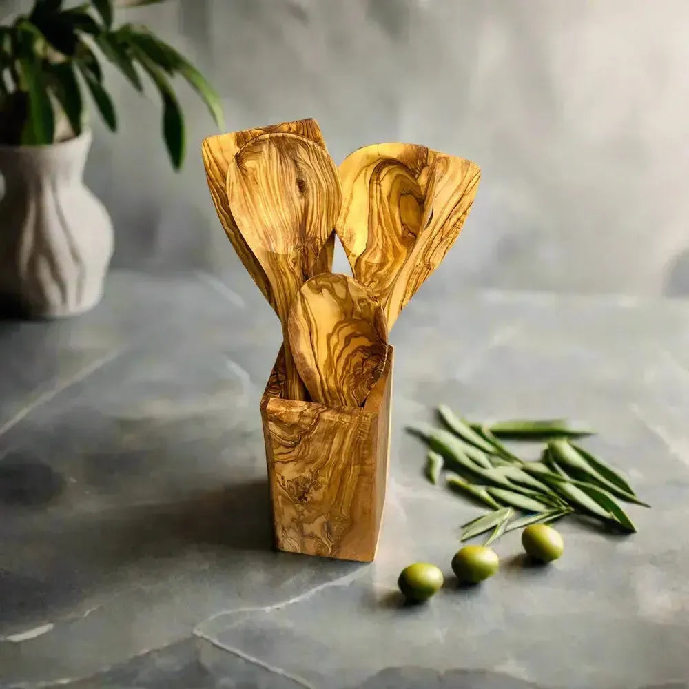 Olivenholz Kochutensilienbox rechteckig