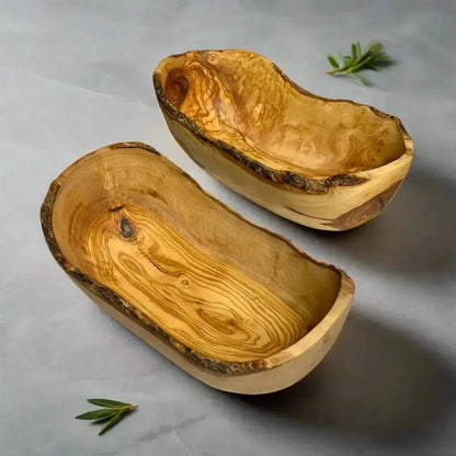2er Set Olivenholz Obstschalen oval