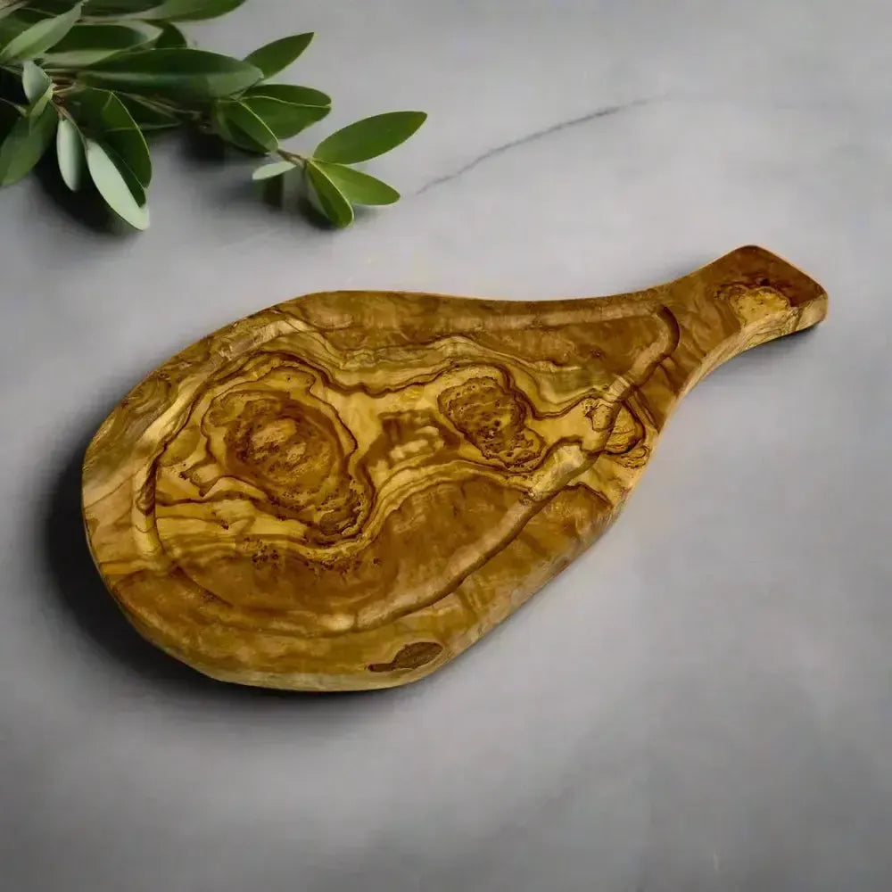 Olivenholz Schneidebrett mit Saftrille & Griff